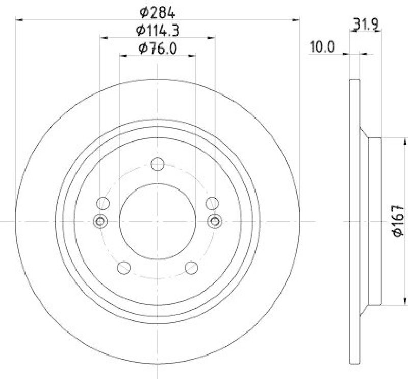 HELLA 8DD 355 126-651 Bremsscheibe für KIA