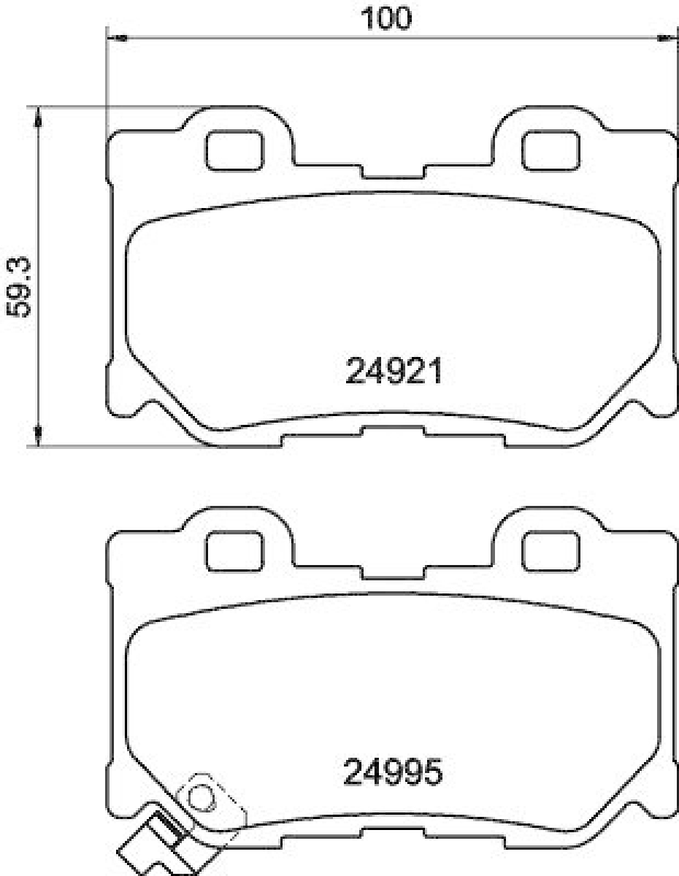 HELLA 8DB 355 014-851 Bremsbelagsatz, Scheibenbremsbelag für INFINITI