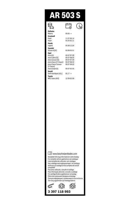 B-Ware BOSCH 3 397 118 993 Wischblatt AR503S Aerotwin Retrofit Scheibenwischer 500/475 mm vorne