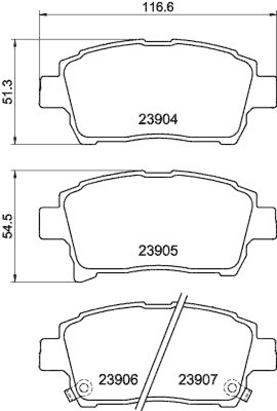 HELLA 8DB 355 010-901 Bremsbelagsatz, Scheibenbremsbelag für TOYOTA