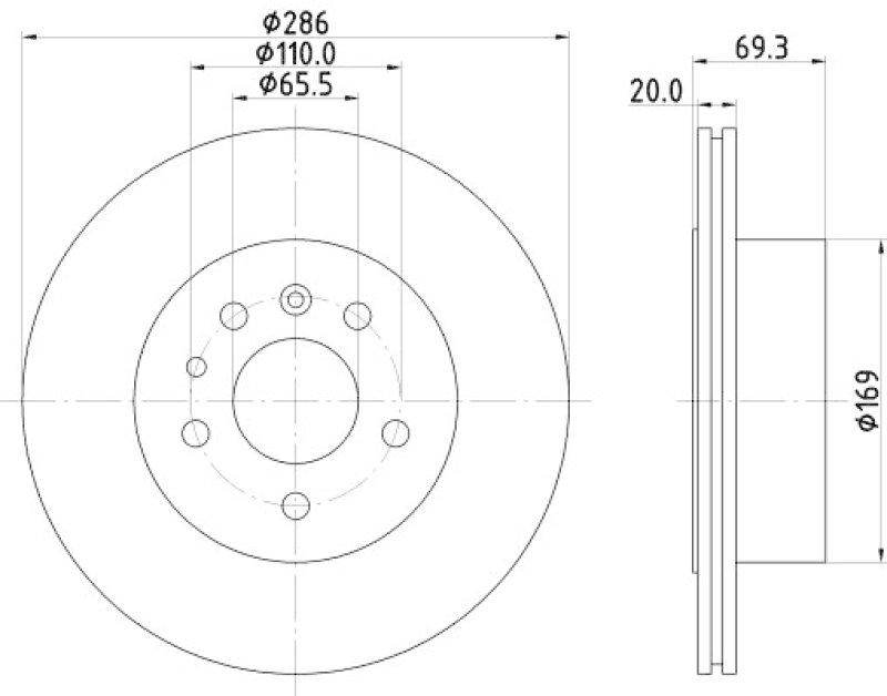 HELLA 8DD 355 112-491 Bremsscheibe 54449