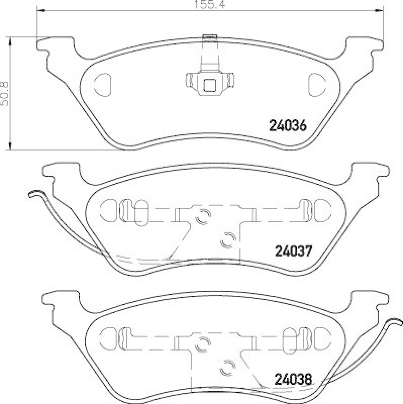 HELLA 8DB 355 011-061 Bremsbelagsatz, Scheibenbremsbelag für CHRYSLER