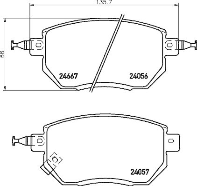 HELLA 8DB 355 011-101 Bremsbelagsatz, Scheibenbremsbelag für NISSAN