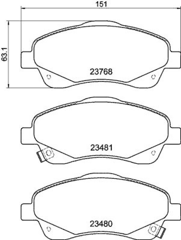 HELLA 8DB 355 017-321 Bremsbelagsatz, Scheibenbremsbelag für TOYOTA