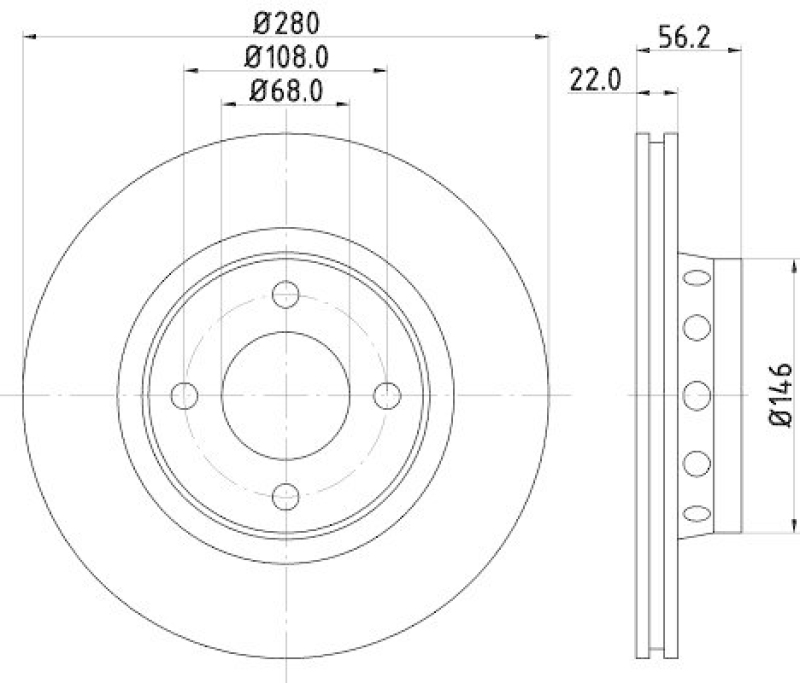 HELLA 8DD 355 127-131 Bremsscheibe für AUDI