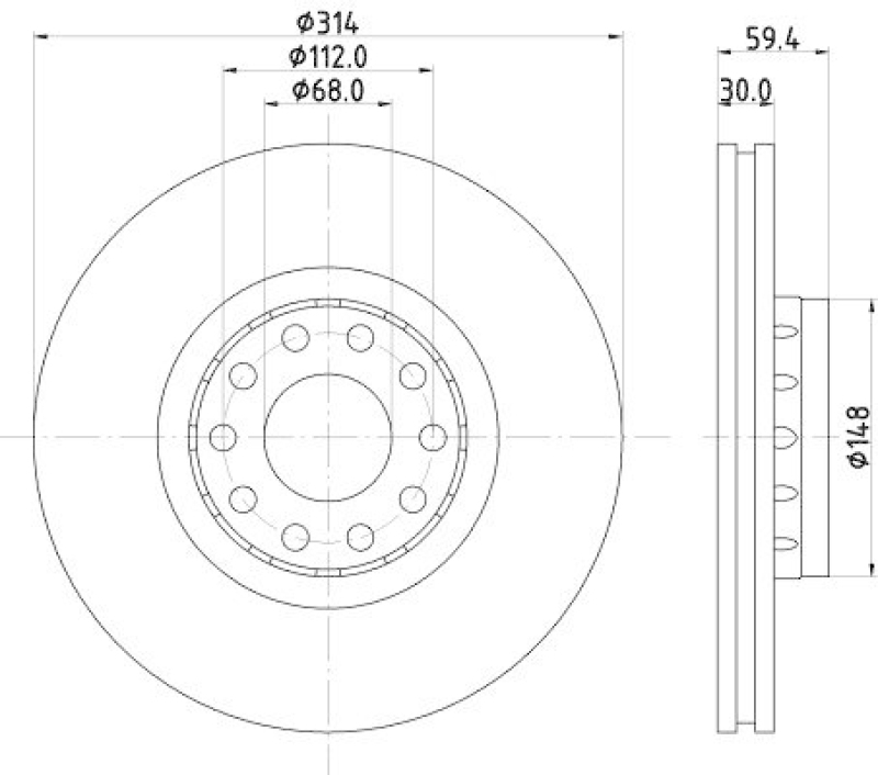 HELLA 8DD 355 127-191 Bremsscheibe für AUDI