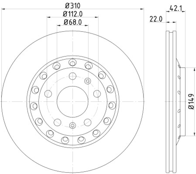 HELLA 8DD 355 113-341 Bremsscheibe