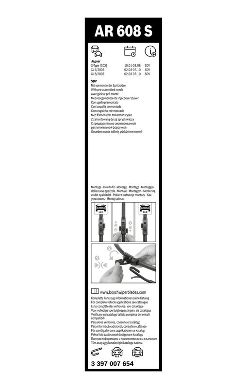 BOSCH 3 397 007 654 Wischblatt AR608S Aerotwin Retrofit Scheibenwischer 600/475 mm