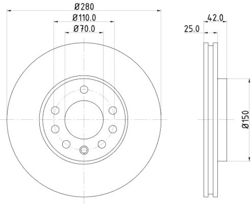 HELLA 8DD 355 127-381 Bremsscheibe für OPEL