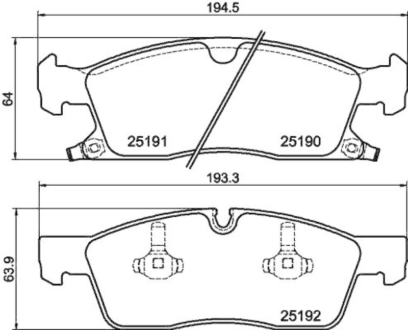 HELLA 8DB 355 019-551 Bremsbelagsatz, Scheibenbremsbelag für JEEP