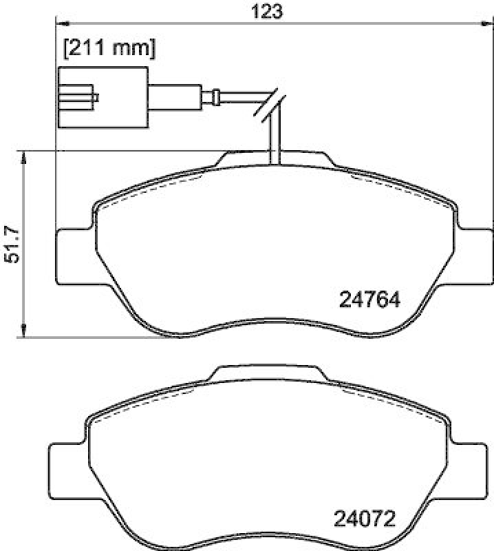 HELLA 8DB 355 019-921 Bremsbelagsatz, Scheibenbremsbelag für FORD KA (RU8)