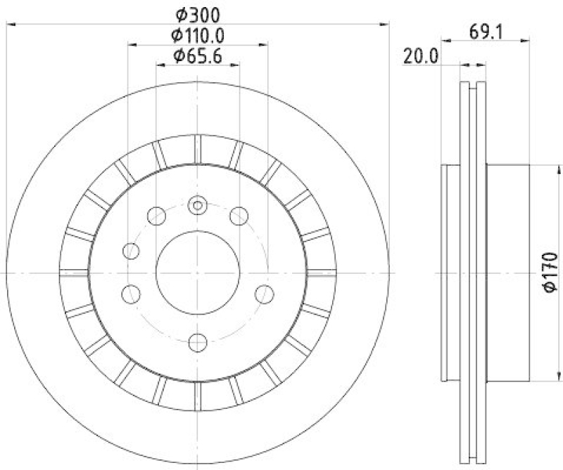 HELLA 8DD 355 114-381 Bremsscheibe für SAAB