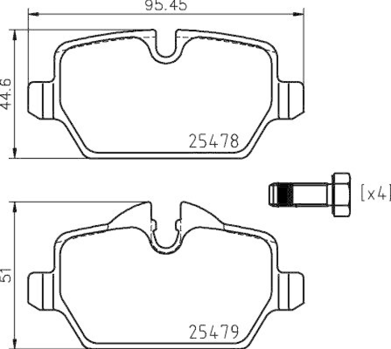 HELLA 8DB 355 020-111 Bremsbelagsatz, Scheibenbremsbelag für MINI