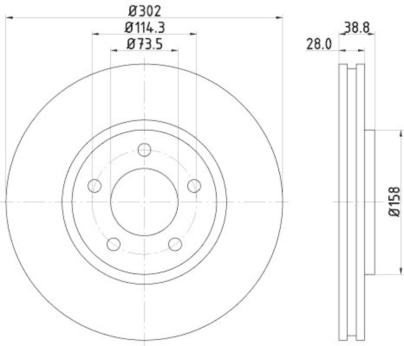 HELLA 8DD 355 127-671 Bremsscheibe für CHRYSLER