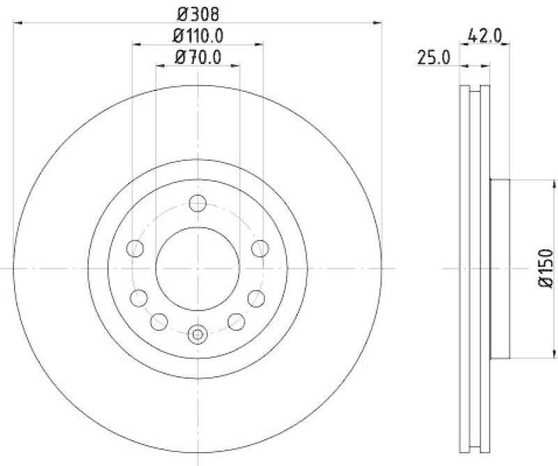 HELLA 8DD 355 127-721 Bremsscheibe für OPEL/SAAB