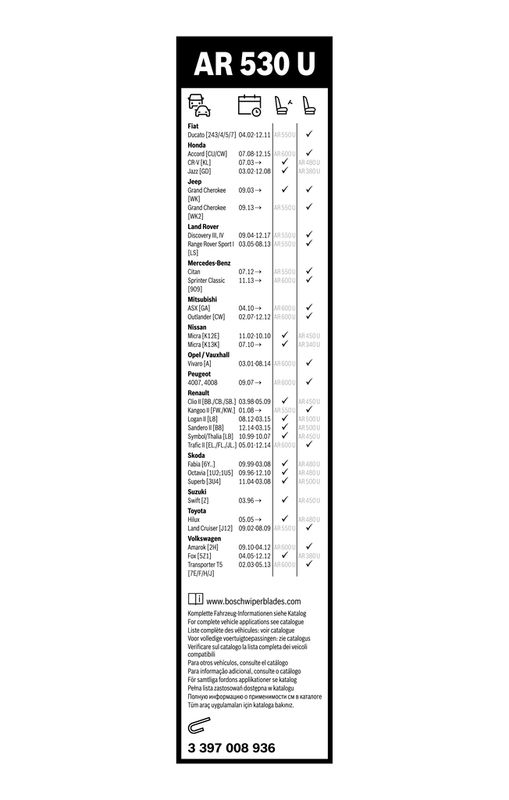 BOSCH 3 397 008 936 Wischblatt AR530U Aerotwin Retrofit Scheibenwischer 530 mm