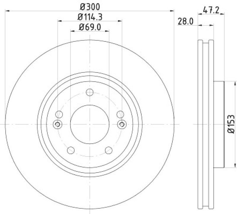 HELLA 8DD 355 114-511 Bremsscheibe 54665