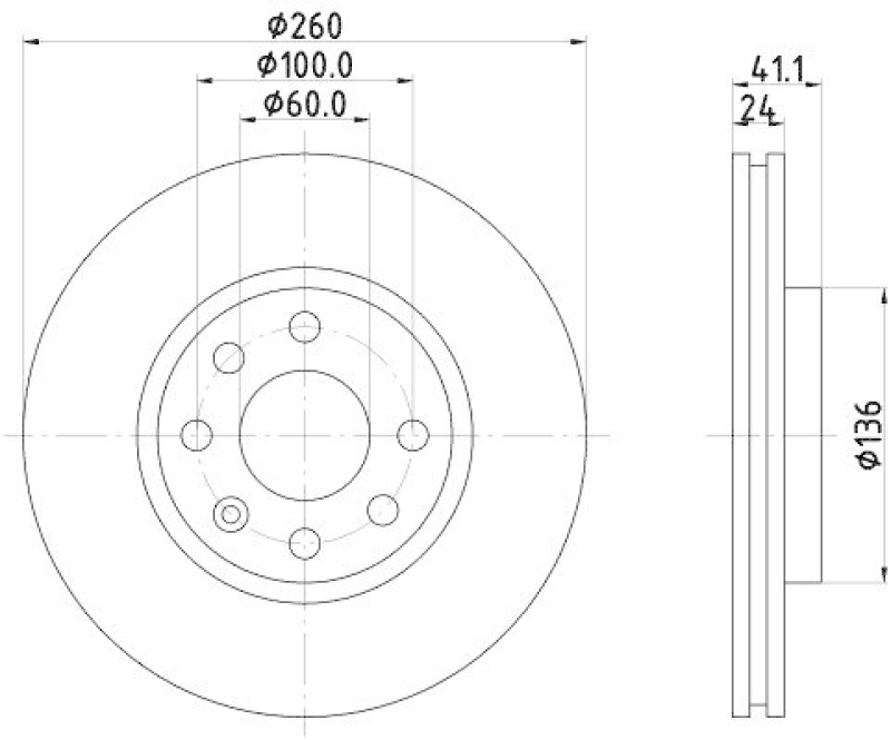 HELLA 8DD 355 127-731 Bremsscheibe für OPEL