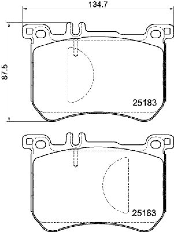 HELLA 8DB 355 020-491 Bremsbelagsatz, Scheibenbremsbelag für MB