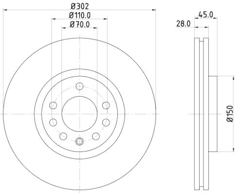 HELLA 8DD 355 127-831 Bremsscheibe für OPEL/SAAB/CADILLAC