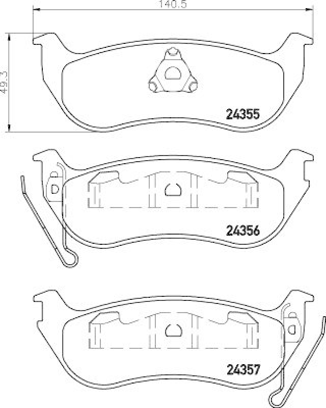 HELLA 8DB 355 020-631 Bremsbelagsatz, Scheibenbremsbelag für JEEP