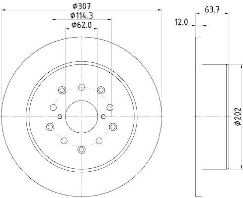 HELLA 8DD 355 114-931 Bremsscheibe 54708PRO