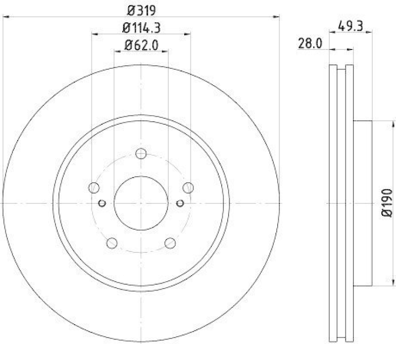 HELLA 8DD 355 114-981 Bremsscheibe 54715PRO