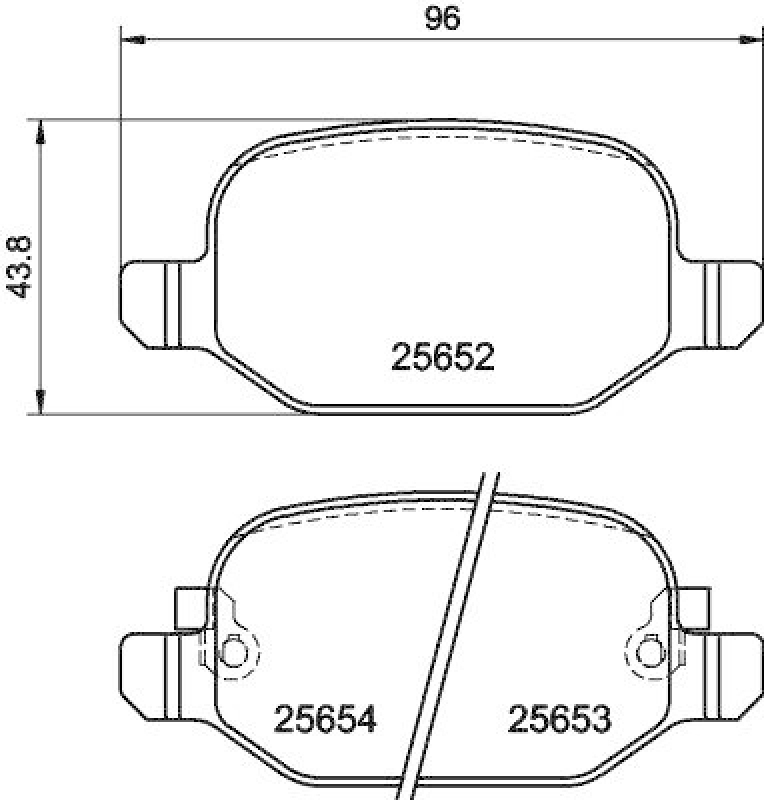 HELLA 8DB 355 020-761 Bremsbelagsatz, Scheibenbremsbelag für FIAT 500L (199_)