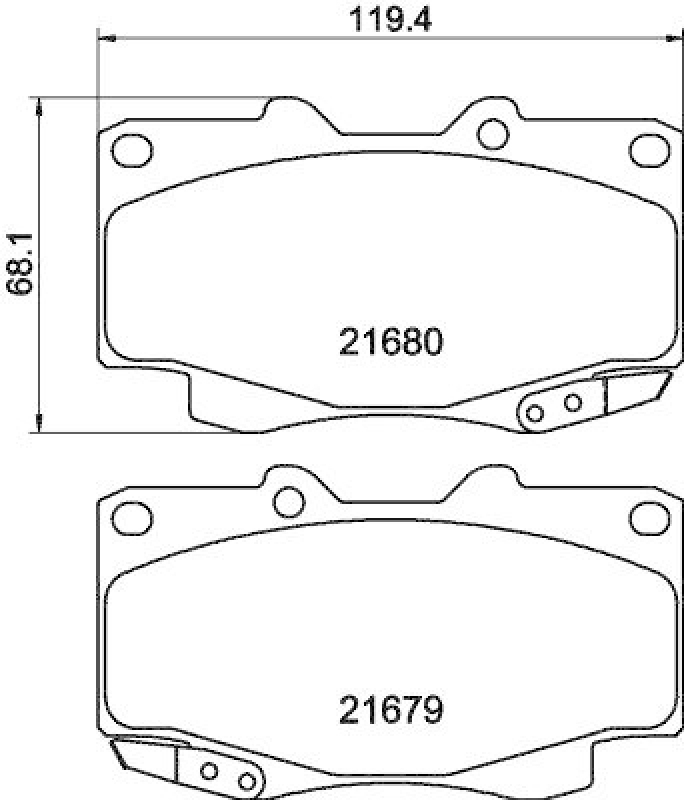 HELLA 8DB 355 020-811 Bremsbelagsatz, Scheibenbremsbelag für TOYOTA