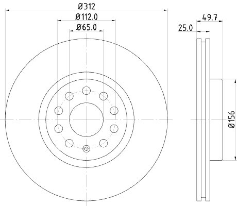 HELLA 8DD 355 127-971 Bremsscheibe für VW/SKODA/AUDI/SEAT