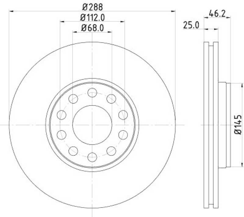 HELLA 8DD 355 128-011 Bremsscheibe für VW/SKODA