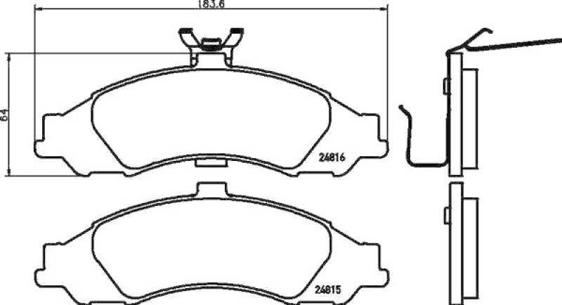 HELLA 8DB 355 021-011 Bremsbelagsatz, Scheibenbremsbelag für BUICK (SGM)/HOLDEN/HSV/..