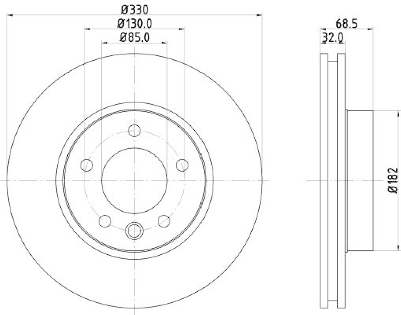 HELLA 8DD 355 128-051 Bremsscheibe für VW/PORSCHE