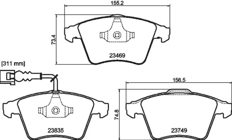 HELLA 8DB 355 021-221 Bremsbelagsatz, Scheibenbremsbelag für VW TOUAREG (7LA/6/7)