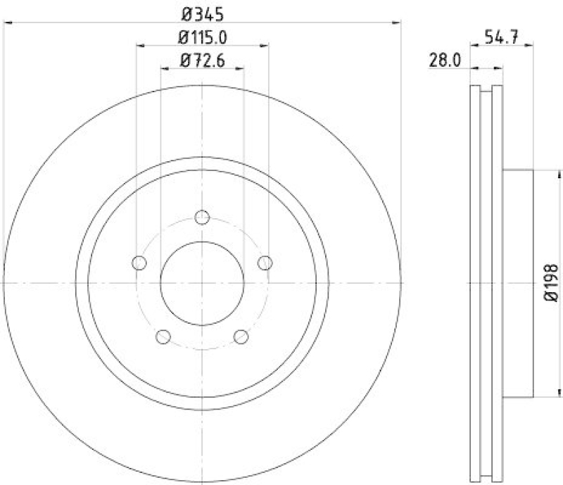 HELLA 8DD 355 115-471 Bremsscheibe