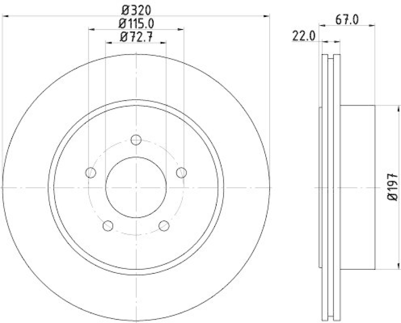 HELLA 8DD 355 115-481 Bremsscheibe für CHRYSLER/LANCIA