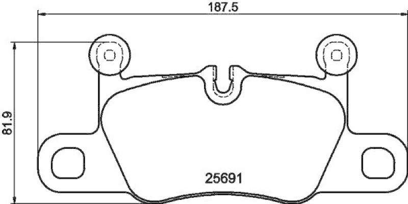 HELLA 8DB 355 021-351 Bremsbelagsatz, Scheibenbremsbelag für PORSCHE