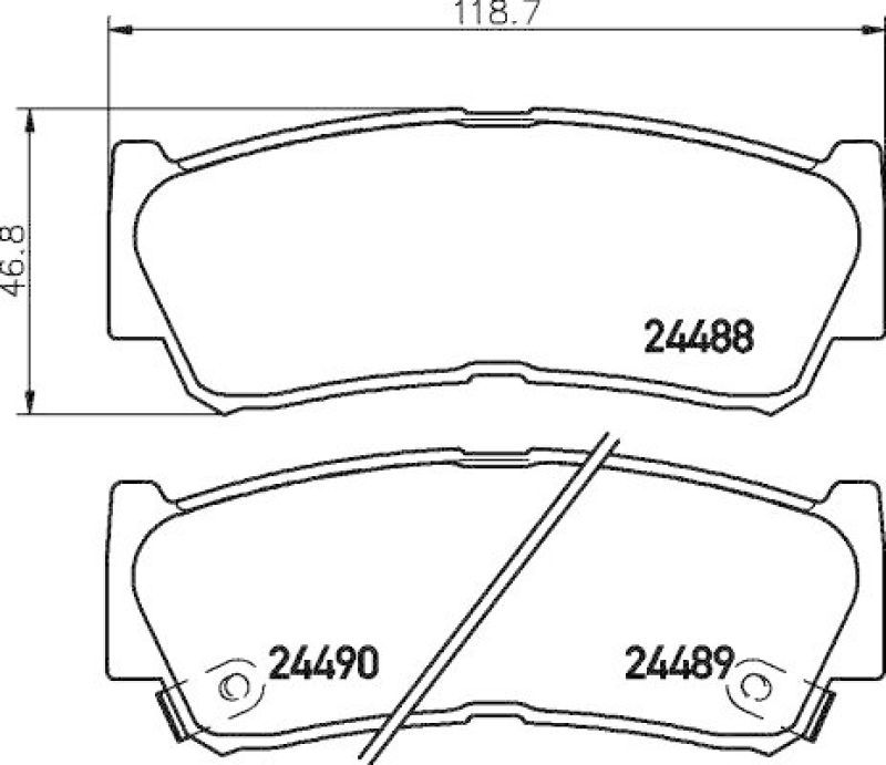 HELLA 8DB 355 013-081 Bremsbelagsatz, Scheibenbremsbelag für HYUNDAI