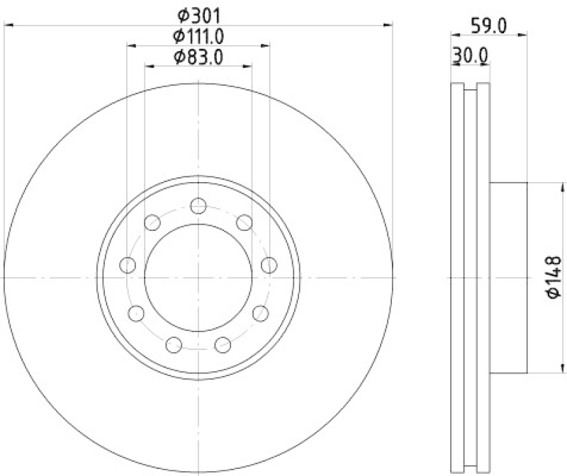 HELLA 8DD 355 115-531 Bremsscheibe 54776PRO