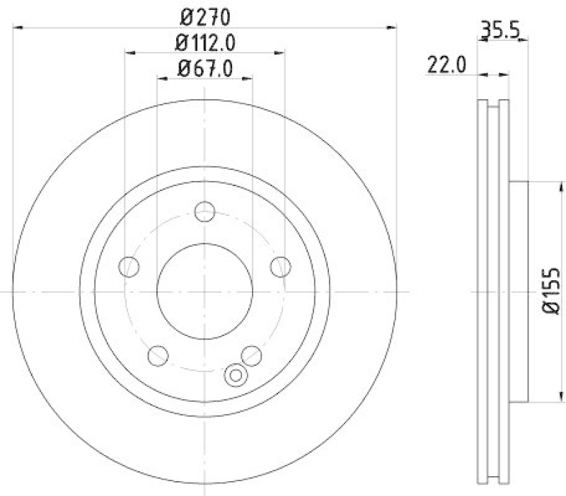 HELLA 8DD 355 128-161 Bremsscheibe für MB VANEO (414)