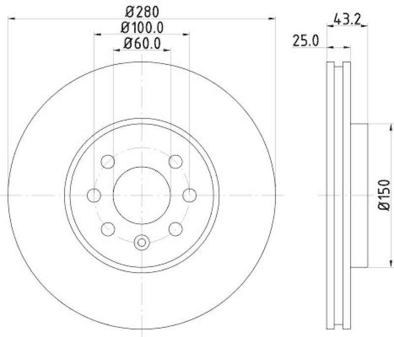 HELLA 8DD 355 128-211 Bremsscheibe für OPEL