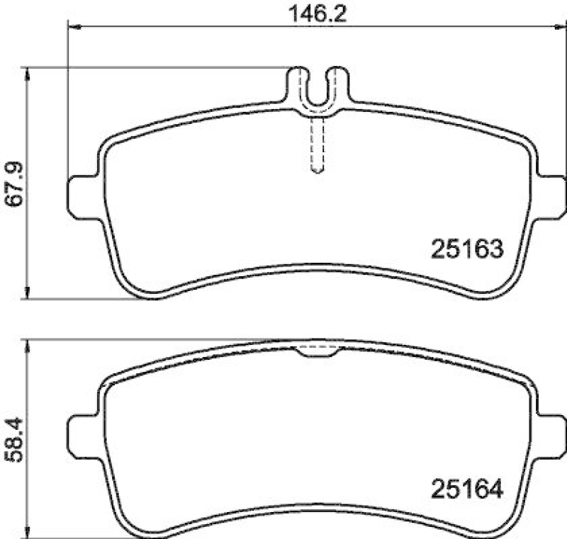 HELLA 8DB 355 021-521 Bremsbelagsatz, Scheibenbremsbelag für MB