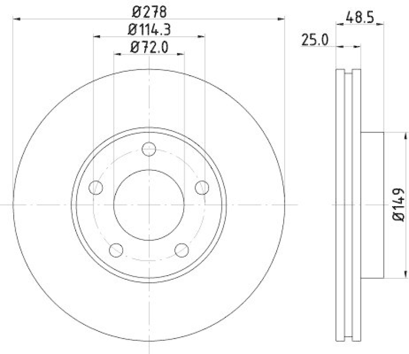 HELLA 8DD 355 128-231 Bremsscheibe für MAZDA