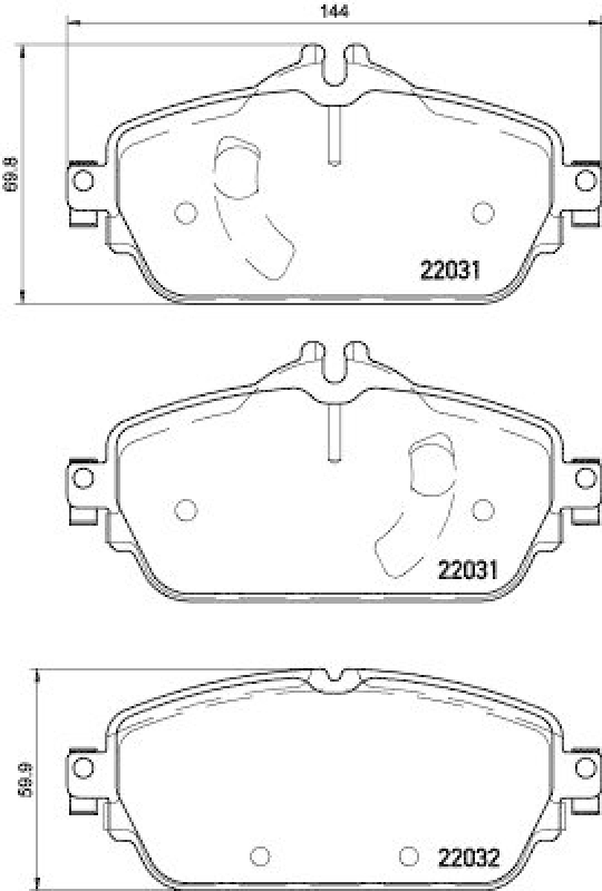 HELLA 8DB 355 021-541 Bremsbelagsatz, Scheibenbremsbelag für MB