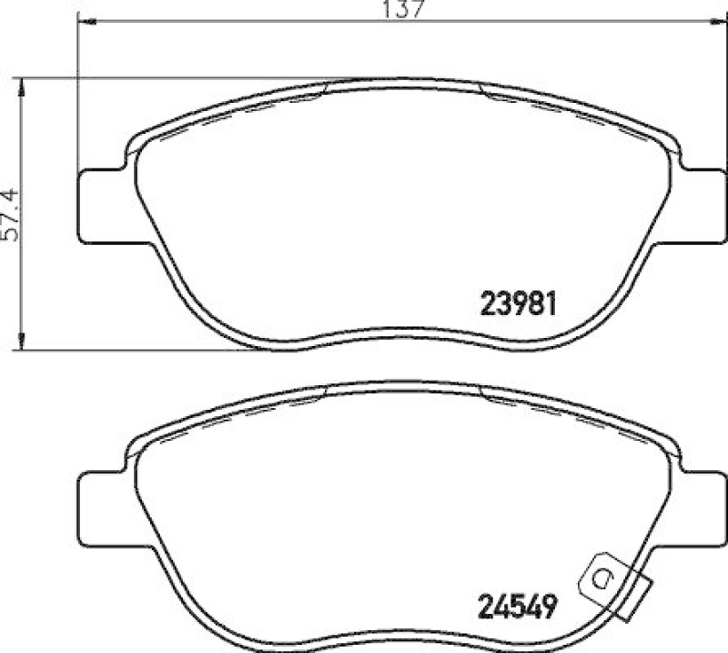 HELLA 8DB 355 013-371 Bremsbelagsatz, Scheibenbremsbelag für OPEL