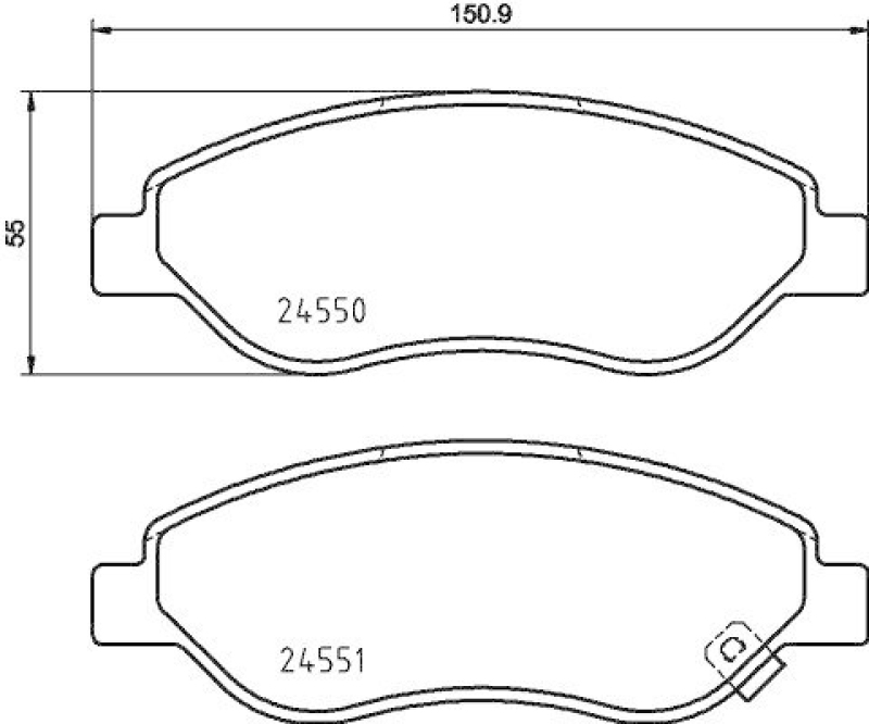 HELLA 8DB 355 013-401 Bremsbelagsatz, Scheibenbremsbelag für OPEL