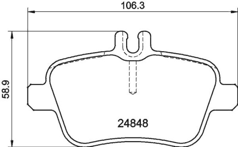 HELLA 8DB 355 021-791 Bremsbelagsatz, Scheibenbremsbelag für INFINITI/MB