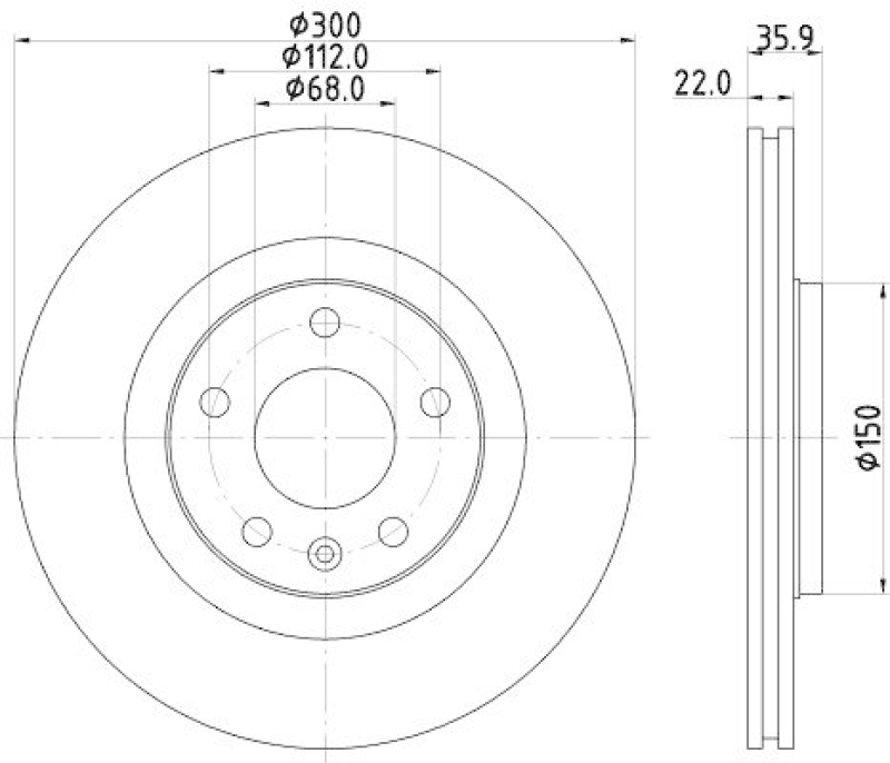 HELLA 8DD 355 128-391 Bremsscheibe für AUDI