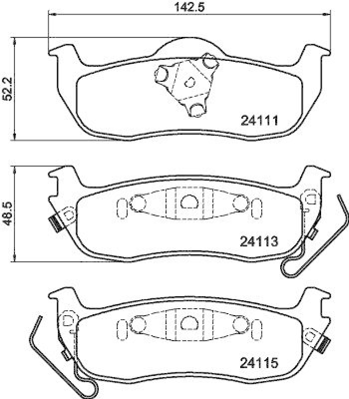 HELLA 8DB 355 013-681 Bremsbelagsatz, Scheibenbremsbelag für NISSAN