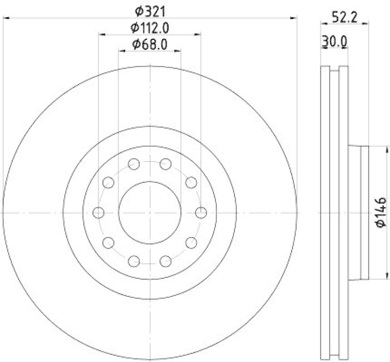 HELLA 8DD 355 128-661 Bremsscheibe für AUDI